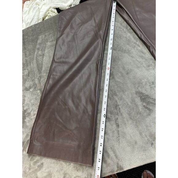 NWT APPARIS Vegan Leather Pants TREY Cocoa wide leg Large - Picture 12 of 14